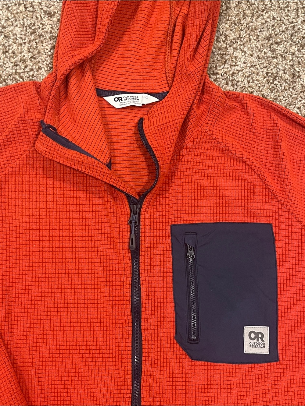 Outdoor Research Men’s Trail Mix Hoodie - Large, Rust Orange
